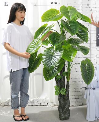 China Home Hotel Office Realistic Artificial Trees Tree With Large Plastic Leaves For Decoration for sale