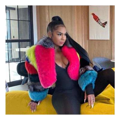 China OEM 2022 Custom Fluffy Winter Coat Anti-wrinkle Winter Overcoat Warm Short Style Colorful Fur Coat For Women for sale