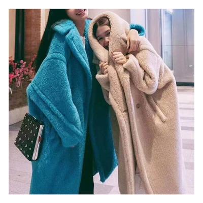 China Teddy Jackets For Winter Breathable Real Fleece Collar Fashionable Teddy Bear Sherpa Coat Custom Long Women for sale