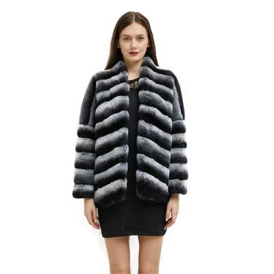 China Real Rex Rabbit Fur Chinchilla Coat Ladies Anti-wrinkle Full Fur Jacket Custom Made Winter Women Fashion for sale