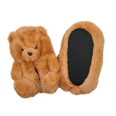 China Fashion Trend Furry Toddler Teddy Slides One Size Fit All Animal Shaped Fluffy Plush Kids Back Slippers For Indoor Home Bedroom for sale