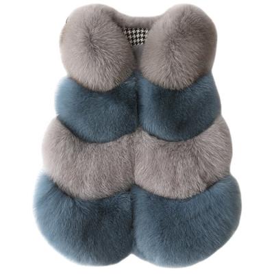 China Viable Wholesale Custom Winter Vest Ladies Fashion Navy Blue Fur Vest Real Fox Fur Vest For Women for sale