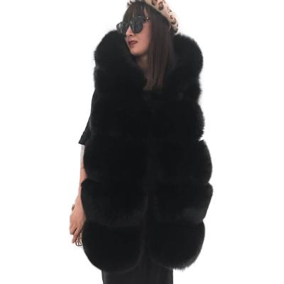 China Winter Fur Vest Fashion Breathable Warm Black Sleeveless Coat Vest Fluffy Fur Hoodies Real For Women for sale