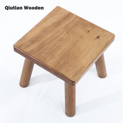 China Hot Selling KD Small Square Stool Easy Assembling Wooden Children Sneak for sale