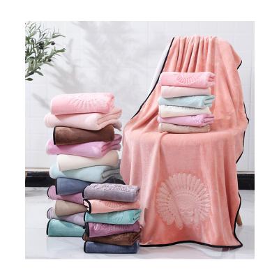 China Viable Wholesale Stereo Embossed Bath Towel Gift Creative Towel Set Microfiber Bath Towel 70*140 for sale