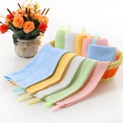 China Sustainable Baby Face Towel Bamboo Fiber Square Towel Cleaning Hand Towel for sale