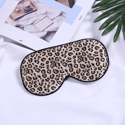 China Leopard Print Home Sleeping Eye Mask 100% Silk Silk Sleep Eye Mask for sale