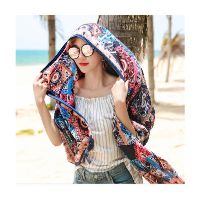 China Ethnic Style Hijab Scarf Women Shawl Cotton Soft Feeling Floral Shawl Canvas Print Design for sale