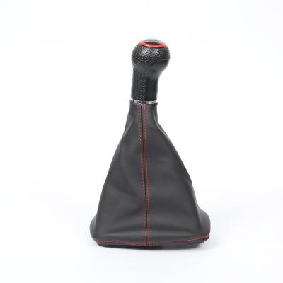 China Leather+plastic cap 5/6speed red car gear shift knob forVOLKSWAGEN GOLF4 for sale