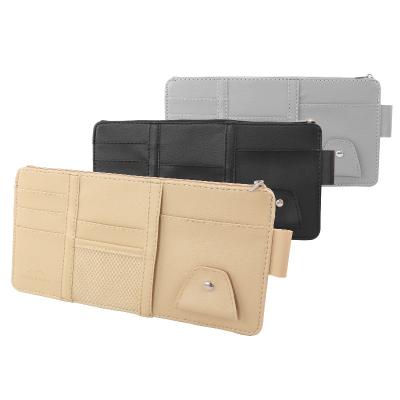 China Eco-friendly Organizer Car Sun Visor PU Auto Organizer Storage Case Card Storage Bag Sun Visor and Electronic Accessory Holder for sale