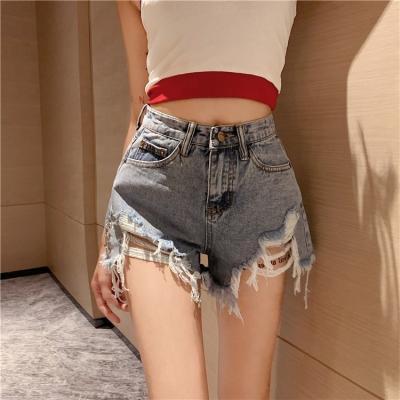 China Waterproof Newcomers Fashion Skinny Light Blue Denim Pants Ripped Distressed Women Jeans for sale