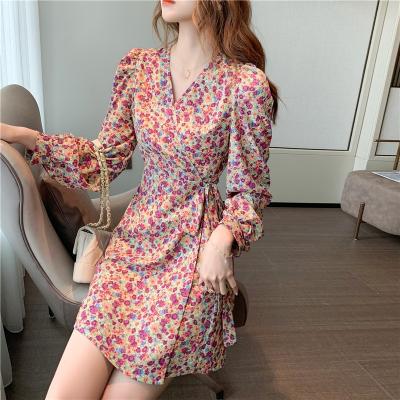 China New Fashion Viable High Quality V Neckline Long Sleeve Plus Size Women Casual Ladies Dress for sale