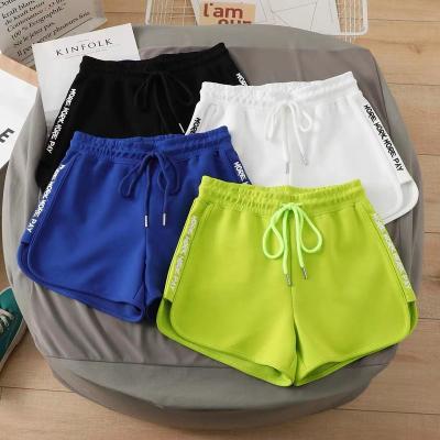 China 2022 Summer New Cotton Letter Print Sports Running Shorts Women QUICK DRY Home Loose Wide-Leg Pants Casual Hot Pants for sale