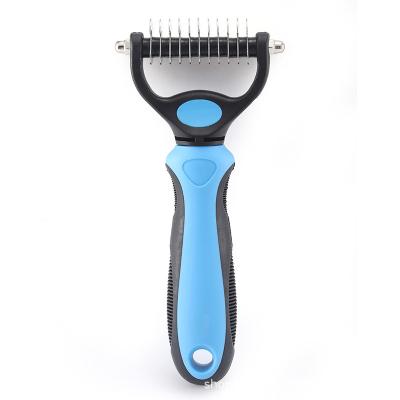 China Stored Pet Hair Removal Comb Double Sided Blades Fur Dematting Trimmer Hair Trimmer Dog Clean Brush Cat Deshedding Brush Grooming Tool for sale