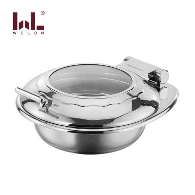 China Supplying high quality induction round buffet server 6L stainless steel buffet food warmer cheffing dishes for restaurant for sale