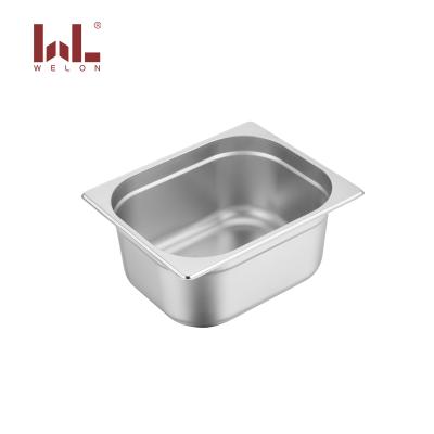 China Easily Cleaned European Style 0.8mm Thickness Gastronorm Food Pan 1/2 Stainless Steel GN Pan Trolley With Anti-Jamming Beetle Pan for sale