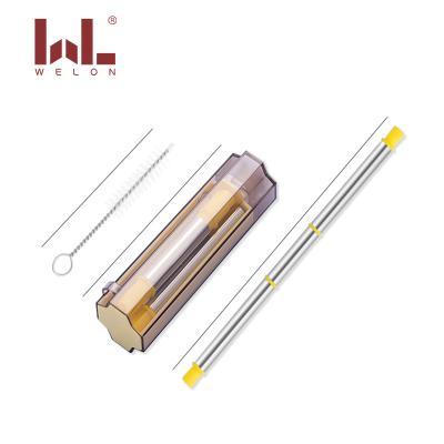 China Viable Wholesale Patent Design Colorful Rainbow Amazon Straw 304 Stainless Steel Straw Silicone Folding Straws for sale