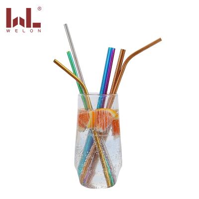 China Viable Straw Rainbow Metal Straw 6mm Diameter SUS304 Stainless Steel Drinking Straw With Mix Size 7 Colors for sale