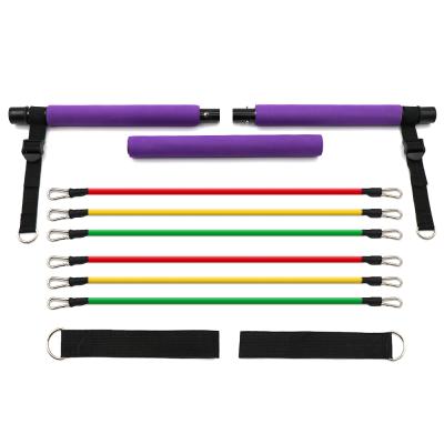 China Custom Portable Fitness Pilates Bar Yoga Exercise Bar, Foot Loop Toning Nylon Bar Loop Pilates Stick Kit for sale