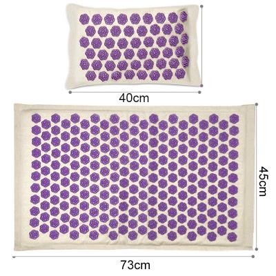 China Scum / The Eco-friendly Natural Cotton Acupressure Health Masssge Mat And Pillow Set For Shoulder And Neck Pain for sale