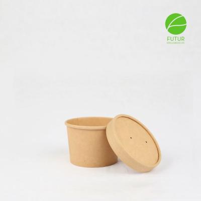 China Disposable Disposable Take Away 16oz PE Kraft Paper Bowl With Lid for sale