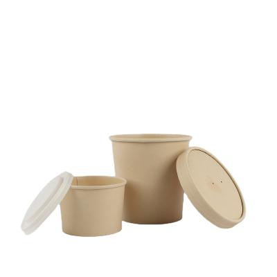 China Biodegradable Paper Bowl With Lids Biodegradable PLA Lining Disposable Bamboo Paper Bowl for sale