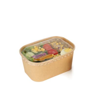 China Biodegradable Paper Rolls High Quality Rectangular Paper Salad Bowl Disposable Food Container Packaging for sale