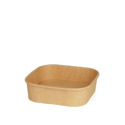 China Biodegradable Compostable Disposable Rectangular Paper Bowl Square Wrapping Bamboo Paper Bowl With Lid for sale