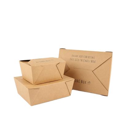 China Biodegradable Custom Logo Printing Food Take Away Food Grade Brown Kraft Paper Lunch Box for sale