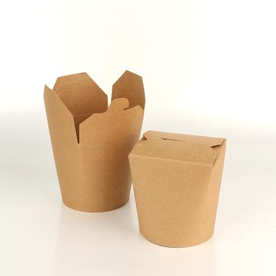 China Biodegradable Compostable Food Container Round Bucket Paper Noodle Wrapping Paper Pasta Take Out Box for sale