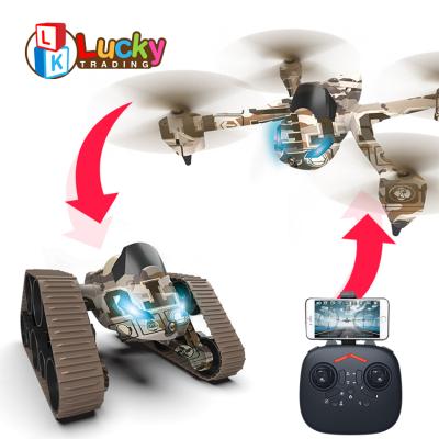 China RC Hobby 2.4G Dual Mode Ground-to-Air Strain Tank Quadcopter Two-in-one Remote Control Watch Airplane Toy for sale