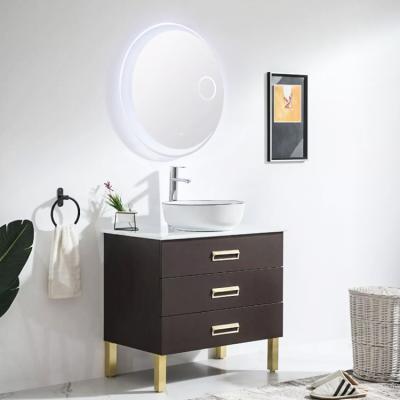 China Modern Style Euro Cabinet Vanity Vanity Mirror Solid Wood Lights For Bathroom Manufacturer for sale