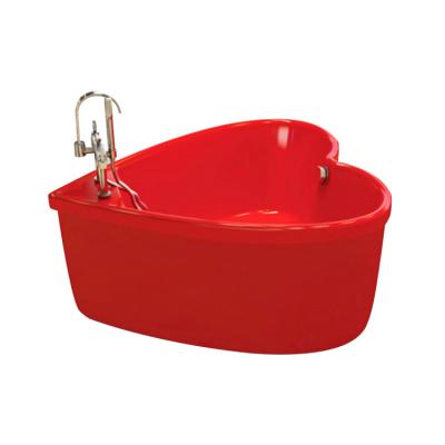 China Cheap Acrylic Red Heart Shaped Bathroom Massage Stand Free Soaking Bathtub 2 Person Alone for sale