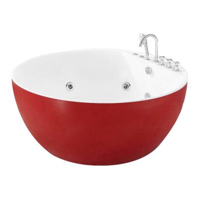 China Freestanding Villa Style Acrylic Modern Adult Portable Bathroom Round Bathtub With Faucet for sale