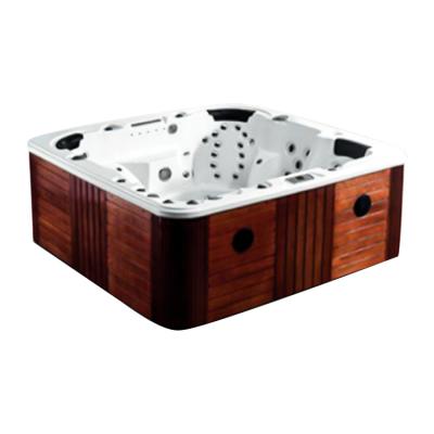 China Freestanding Whirlpool Bath Outdoor Hot Tube Jets Wooden Controlled Massage Bathtub for sale