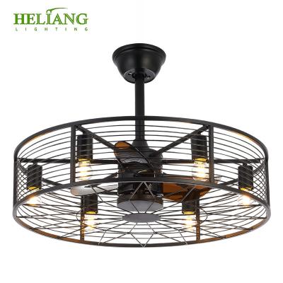 China Modern Modern Dimmable LED Acrylic Black Finish Ceiling Fan Lamp With 6 Blades Smart Remote Control Ceiling Fan Light for sale