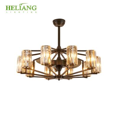 China New Modern European Style Ceiling Light Fan Led Lamp With Crystal Chandelier For Living Room Bedroom Wholesale for sale