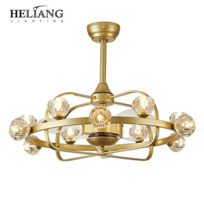 China Simple Modern Nordic Ceiling Fan Dining Room Chandelier Fan Modern Crystal Chandelier Living Room Lamp Fan for sale