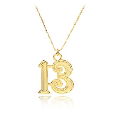 China Wholesale FASHIONABLE Simple Shining Number Necklace 18k Pendant Gold Plated Daily Hip Hop Necklace for sale