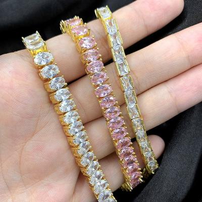 China Hot Selling Luxury Trendy Bling Pear Zircon Zircon Cuban Chain Anklet Chain 18k Gold Plated Fashion Link Chain For Women for sale