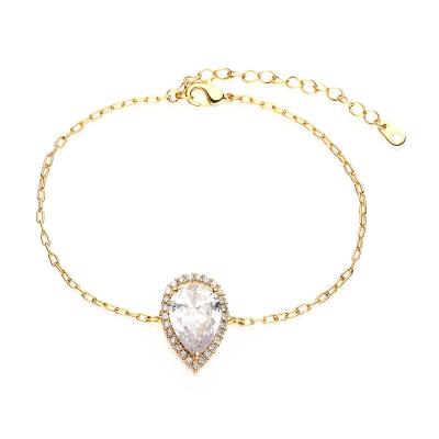 China Charm chains brazil style joias iced out pear shape 3A CZ jewelry gold plated bracelet for women for sale