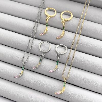 China 2022 Cute Trendy Dots Shape Jewelry Set 3A CZ 18k Gold Plated Chain For Women Daily Jewelry Set for sale