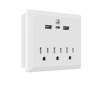 China Multifunctional Wifi Wall Plug Travel Adapter with 3 AC Outlets and USB Type-C Charger Power Strips for sale