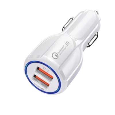 China Smartphone Car Adapter 5A Dual QC 3.0 Usb Car Charger 36W Metal Charger QC 4.0 Fast Car Charge for sale