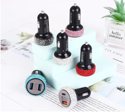 China Fashionable Smartphone Girls Bling Diamond Car Chargers / Dual USB Car Charger for sale