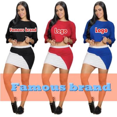 China Lskj604 Famous Brand Anti-static Hot Selling Women's 2021 Summer T-shirt + Short Skirt Casual Two-piece Suit for sale