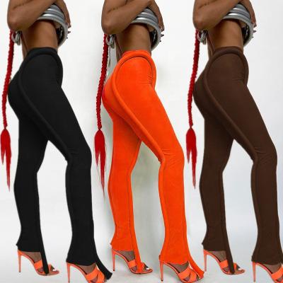 China 2021 Lskj830 Autumn Women New Fashion Fluorescent Color Hip-hip Breathable High-waist Sports And Leisure Tight Pants for sale