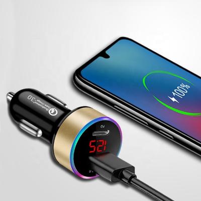 China 2021 WEIDUN Vehicles Smart Car Charger USB C LED Display Dual Port Fast Type C Car Charger Adapter for sale