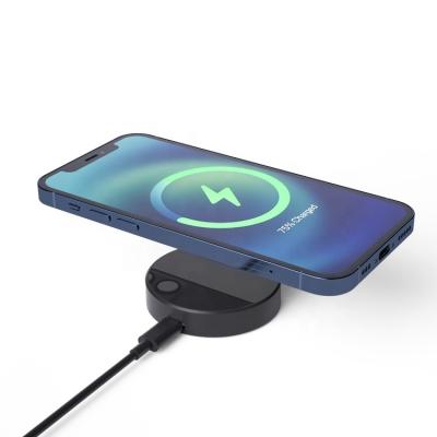 China WEIDUN Microphone Magnetic Adsorption Charger Mobile Phone Holder 15W Wireless Fast Charging Magnetic Charging Pad for sale