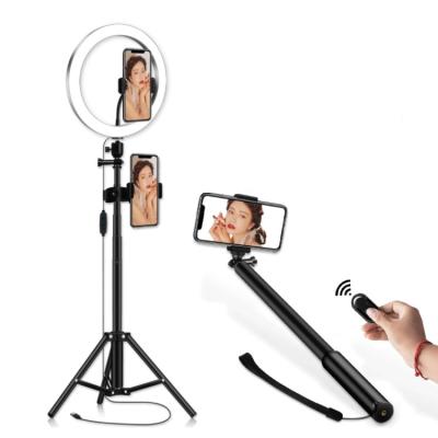 China WEIDUN Outdoor Makeup Selfie Ring Light 3 Modes and 10 Color Brightness Live Flowing Circles LED Ring Light with Tripod Stand for sale